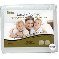 DreamEasy Luxury Quilted Pure Cotton Mattress Protector, Super King
