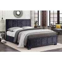 Birlea Hannover Black Crushed Velvet Fabric Bed, Small Double