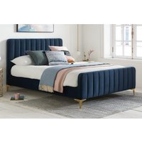 Deco Midnight Blue Velvet Bed, Double