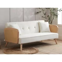 Birlea Mila Rattan and White Fabric Sofa Bed