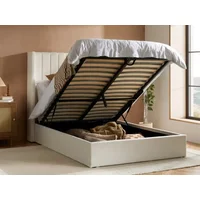 ASC Melody White Boucle Fabric Ottoman Bed Frame - 5ft King Size