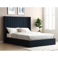 Kyoto Emerson Ink Velvet Ottoman Bed Frame - 5ft King Size
