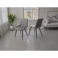 Core Aspen Diamond Stitch Set of 2 Grey Fabric Dining Chairs