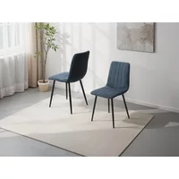 Core Aspen Straight Stitch Set of 2 Blue Cord Fabric Dining Chairs