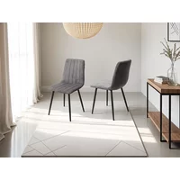 Core Aspen Straight Stitch Set of 2 Grey Cord Fabric Dining Chairs