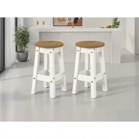Core Corona White Wooden Set of 2 Low Dining Stools