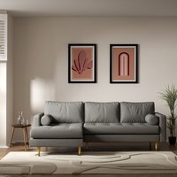 Coco Mid-Century Soft Brushed Corner Chaise Sofa with Light Wood Legs (Left Facing)