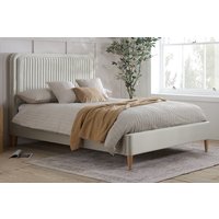 Haven Warm Stone Fabric Bed, Double