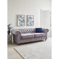 Very Home Laura Chesterfield Fabric 3 Seater Sofa - Grey - Fsc&Reg; Certified