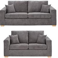 Very Home Valencia 3 + 2 Seater Fabric Sofa Set (Buy &Amp; Save!) - Grey