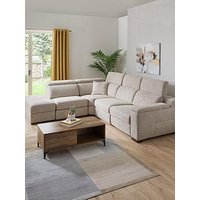Very Home Detroit Fabric Left Hand Power Recliner Corner Group Sofa With Charging Ports And Storage - Grey