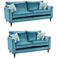 Very Home Pasha Fabric 3 Seater + 2 Seater Sofa Set (Buy And Save!) - Teal - Made To Order In The Uk