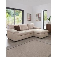 Very Home Amalfi 3 Seater Standard Back Right Hand Fabric Corner Chaise Sofa - Cream - Fsc&Reg; Certified