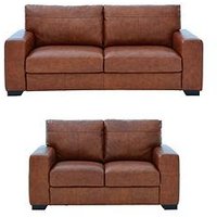 Very Home Hampshire Italian Leather 3 Seater + 2 Seater Sofa Set - Fsc&Reg; Certified