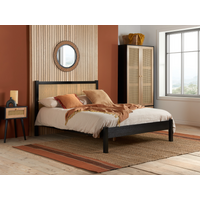 Birlea Croxley Rattan Bed Small Double Black Wooden Bed