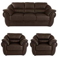 Very Home Naples Italian Leather 3 Seater Sofa + 2 Chair Set