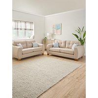 Very Home Prent 3 + 2 Seater Fabric Sofa Set (Buy &Amp; Save!) - Natural - Made To Order In The Uk