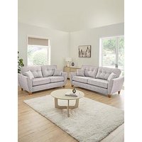 Very Home Halstow Fabric 3 Seater + 2 Seater Sofa Set (Buy &Amp; Save!) - Silver - Made To Order In The Uk