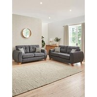 Very Home Prent 3 + 2 Seater Fabric Sofa Set (Buy &Amp; Save!) - Grey - Made To Order In The Uk