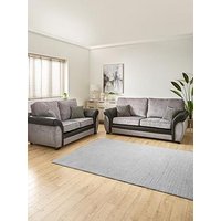 Very Home Marino 3 + 2 Seater Standard Back Sofa Set (Buy &Amp; Save!) - Grey/Black - Made In The Uk