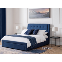 Julian Bowen Fullerton 4 Drawer Bed Super King Blue Linen Fabric Bed