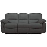 Very Home Leighton Leather/Faux Leather High Back 3 Seater Power Recliner Sofa - Black