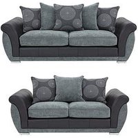 Very Home Danube Fabric/Faux Leather 3 Seater + 2 Seater Sofa Set (Buy And Save!) - Fsc&Reg; Certified