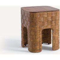 Dhalia Bedside Table in Solid Teak and Woven Rattan