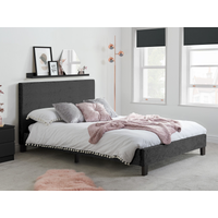 Birlea Berlin Black Crushed Velvet King Size Black Crushed Velvet Fabric Bed