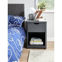 Very Home Aspen 1 Drawer Bedside Chest - Dark Grey Oak Effect