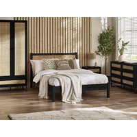 Julian Bowen Padstow Rattan Double Black Wooden Bed