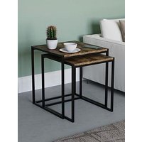 Vida Designs Brooklyn Nest Of 2 Tables - Dark Oak