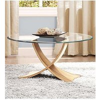 Jual Siena Glass Coffee Table - Real Wood Veneer