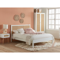 Birlea Croxley Rattan Bed King Size White Wooden Bed