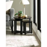 Julian Bowen Nidri Solid Oak Nest Of Tables - Black
