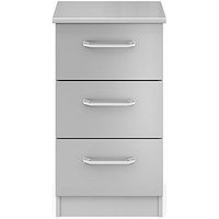 One Call Sanford Ready Assembled High Gloss 3 Drawer Bedside Chest
