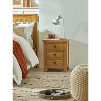 Julian Bowen Marlborough Ready Assembled 3 Drawer Solid Oak/Oak Veneer Bedside Cabinet