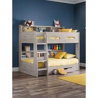 Julian Bowen Riley Bunk Bed With Spring Mattresses Option - Grey Oak - Bed Frame Only