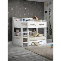 Julian Bowen Riley Bunk Bed With Spring Mattresses Option - White - Bed Frame With 2 Mattresses