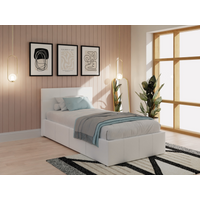 GFW End Lift Ottoman Single White Faux Ottoman Bed