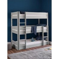 Julian Bowen Trio Triple Stacker Bunk Bed With Spring Mattress Option - Light Grey - Bed Frame With 3 Mattresses