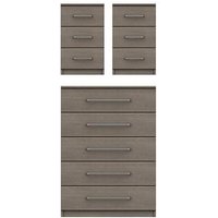 One Call Reagon Ready Assembled 3 Piece Package - 5 Drawer Chest And 2 Bedside Chests