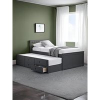 Julian Bowen Maise Children'S Bed With Pull Out Guest Bed And Drawers - Anthracite