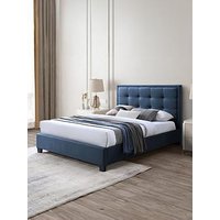 Very Home Gainford Fabric Bed Frame With Mattress Options (Buy &Amp; Save!) - Steel Blue - Bed Frame With Airsprung Memory Mattress