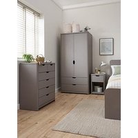 Very Home Aspen 3 Piece Package - 2 Door, 2 Drawer Wardrobe, 4 + 2 Chest And Bedside Table - Grey Oak Effect