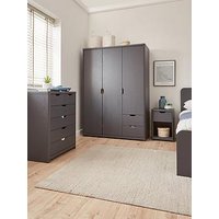 Very Home Aspen 3 Piece Package - 3 Door, 2 Drawer Wardrobe, 4 + 2 Chest And Bedside Table - Dark Grey Oak Effect