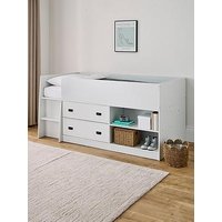 Very Home Jackson Mid Sleeper Bed With Drawers, Shelving And Mattress Options (Buy &Amp; Save!) - Bunk Bed With Premium Mattress