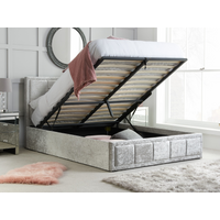Birlea Hannover Fabric Ottoman Bed King Size Steel Crushed Velvet Ottoman Bed