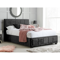 Birlea Hannover Black Crushed Velvet Double Black Crushed Velvet Fabric Bed