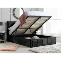Birlea Hannover Fabric Ottoman Bed King Size Black Crushed Velvet Ottoman Bed